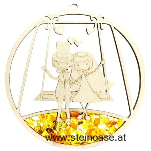 Fensterbild Suncatcher Bernstein - Hochzeit BRAUTPAAR Ø 11cm